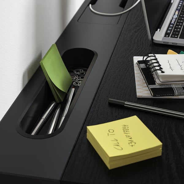 MITTZON desk, black stained ash veneer/black, 120x60 cm