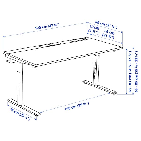 Ikea MITTZON - Desk, black stained ash veneer/black, 120x80 cm