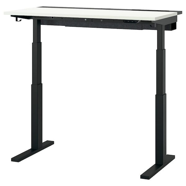 MITTZON - Height-adjustable desk, electric white/black,120x60 cm
