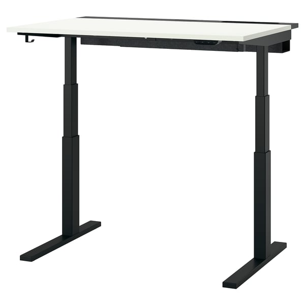 MITTZON desk sit/stand, electric white/black, 120x80 cm