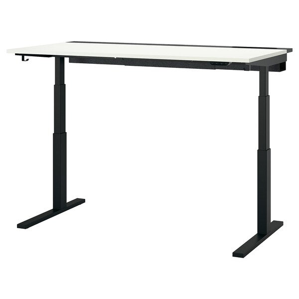 MITTZON - Height-adjustable desk, electric white/black,160x80 cm