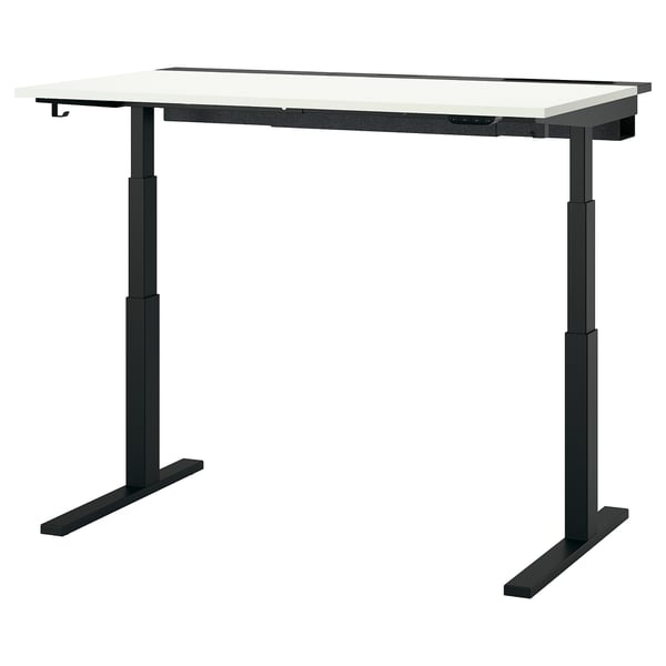 MITTZON desk sit/stand, electric white/black, 140x80 cm