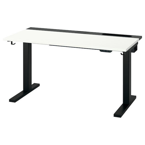 MITTZON - Height-adjustable desk, electric white/black,120x60 cm