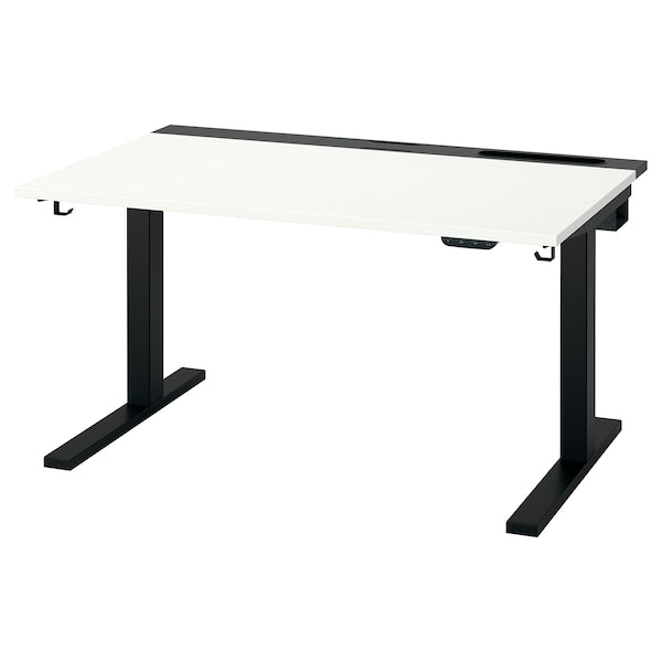 MITTZON - Height-adjustable desk, electric white/black,120x80 cm