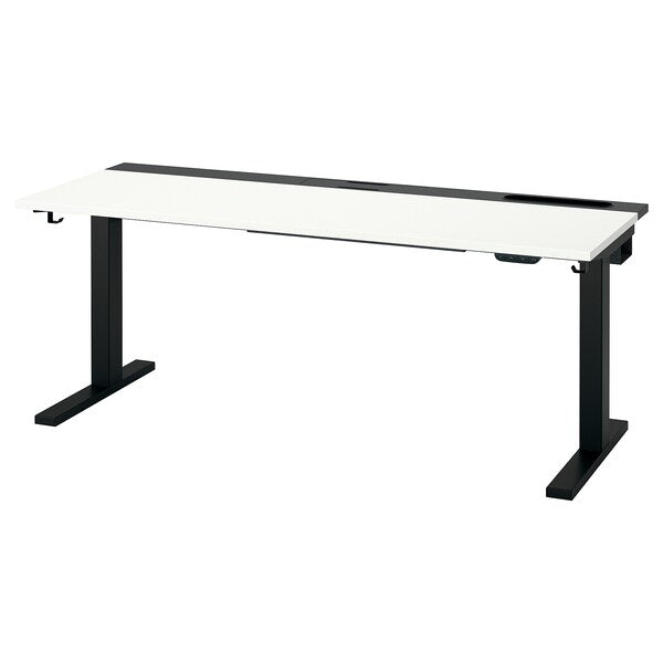 MITTZON - Height-adjustable desk, electric white/black,160x60 cm