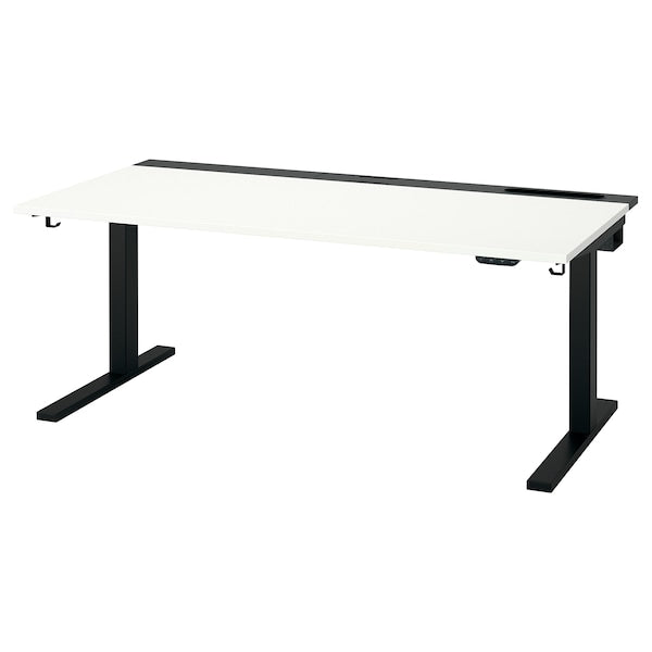 MITTZON - Height-adjustable desk, electric white/black,160x80 cm
