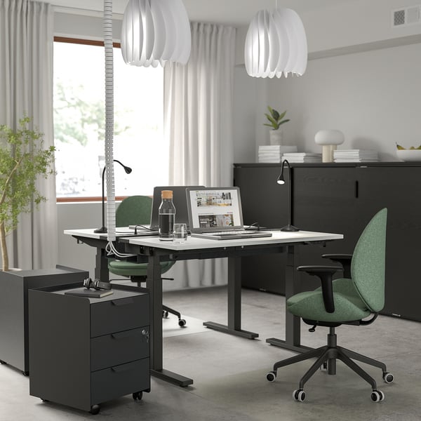 MITTZON desk sit/stand, electric white/black, 120x60 cm
