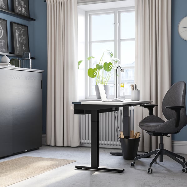 MITTZON desk sit/stand, electric white/black, 120x60 cm