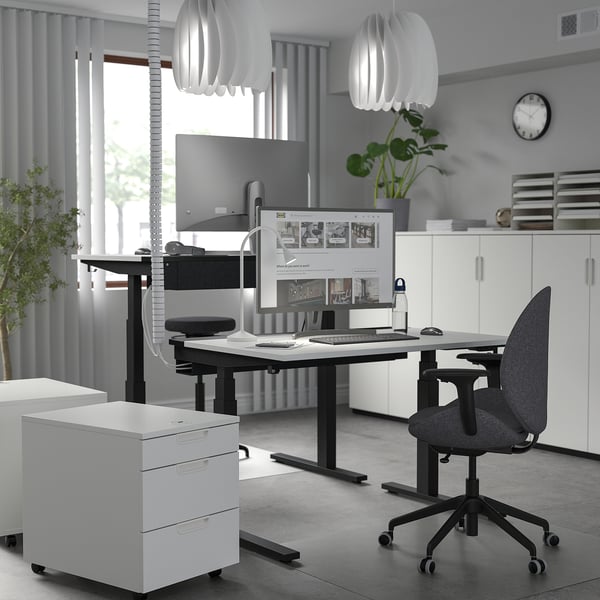 MITTZON desk sit/stand, electric white/black, 120x80 cm
