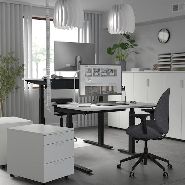 Ikea MITTZON - Height-adjustable desk, electric white/black,120x60 cm