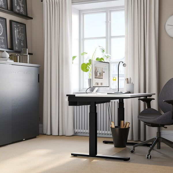 MITTZON - Height-adjustable desk, electric white/black,120x80 cm