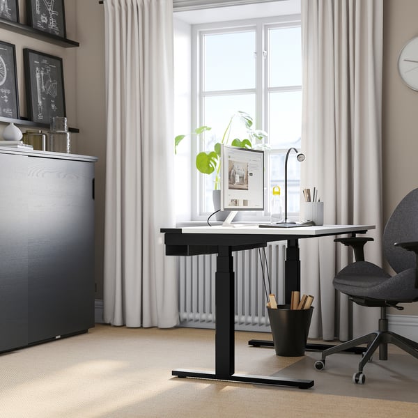 MITTZON desk sit/stand, electric white/black, 120x80 cm