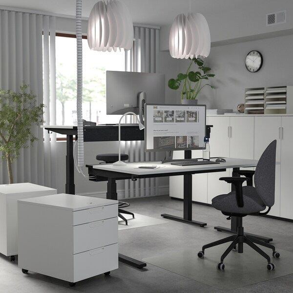 Ikea MITTZON - Height-adjustable desk, electric white/black,160x80 cm