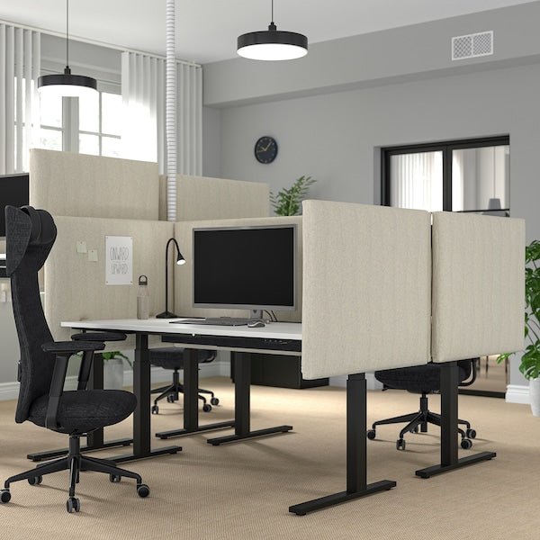 MITTZON - Height-adjustable desk, electric white/black,160x60 cm