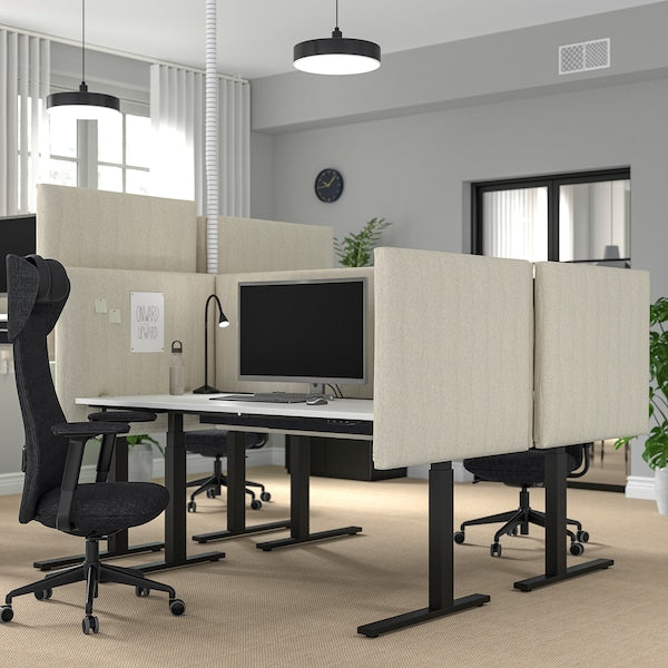 MITTZON - Height-adjustable desk, electric white/black,160x80 cm