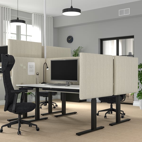 MITTZON desk sit/stand, electric white/black, 160x60 cm