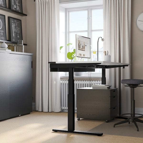 Ikea MITTZON - Height-adjustable desk, electric white/black,160x60 cm