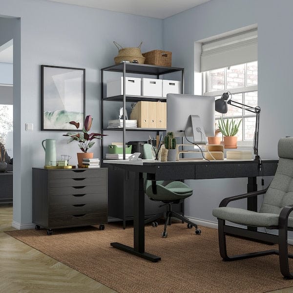 Ikea MITTZON - Height-adjustable desk, electric white/black,140x80 cm