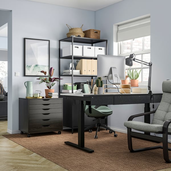 MITTZON desk sit/stand, electric white/black, 140x80 cm