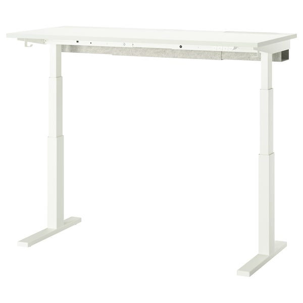 MITTZON - Height-adjustable desk, electric white,140x60 cm