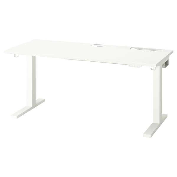 MITTZON - Height-adjustable desk, electric white,140x60 cm