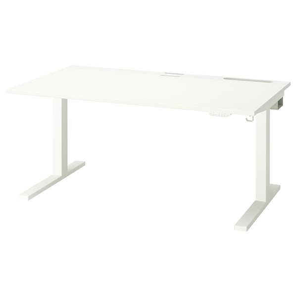 MITTZON - Height-adjustable desk, electric white,140x80 cm