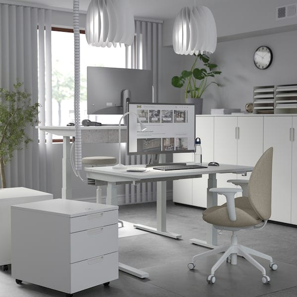 Ikea MITTZON - Scrivania regolabile in altezza, elettrico bianco,120x60 cm