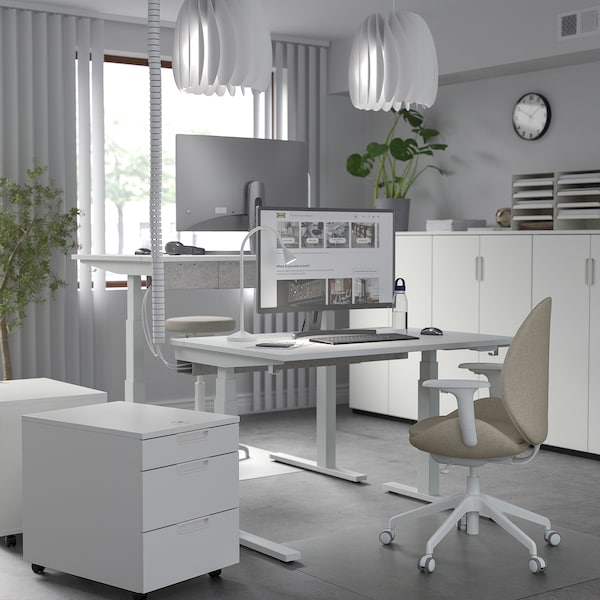 MITTZON - Height-adjustable desk, electric white,120x80 cm