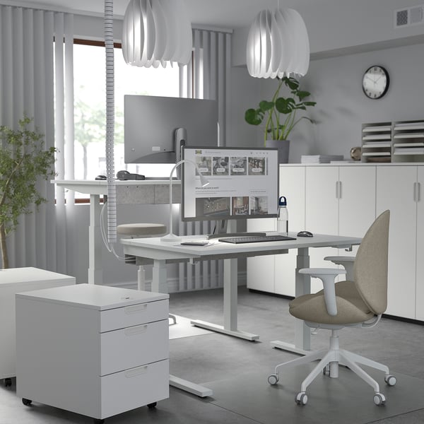MITTZON desk sit/stand, electric white, 120x60 cm