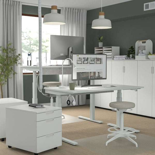 MITTZON - Height-adjustable desk, electric white,140x60 cm