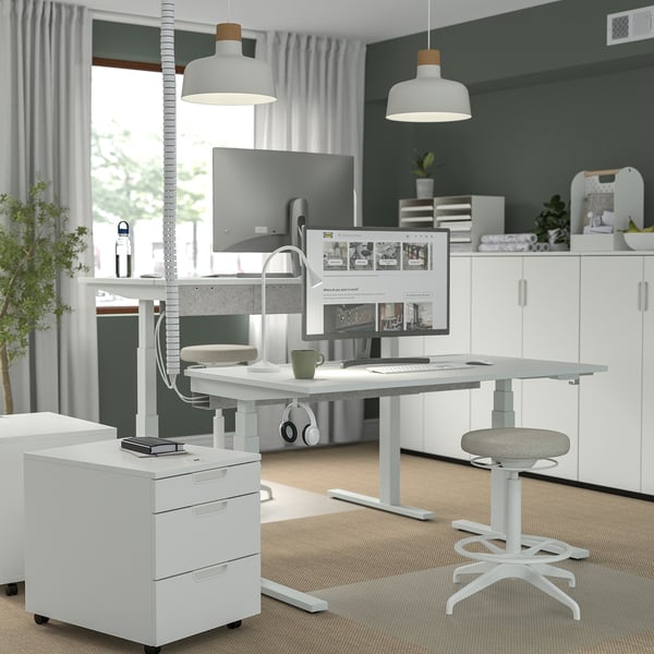 MITTZON desk sit/stand, electric white, 140x60 cm