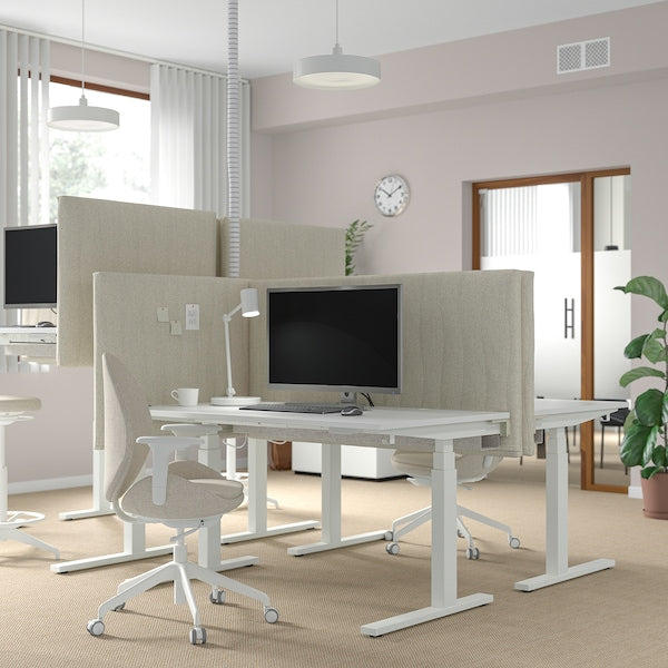 MITTZON - Height-adjustable desk, electric white,140x60 cm