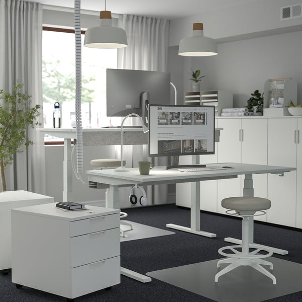 MITTZON - Height-adjustable desk, electric white,160x80 cm