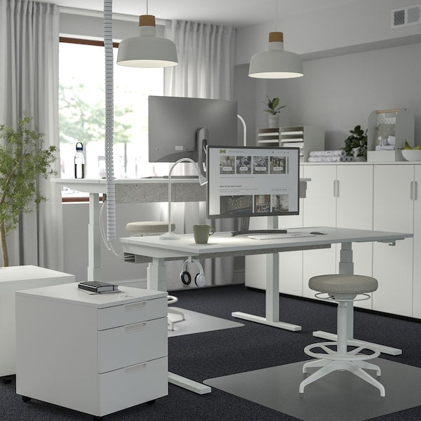 MITTZON - Height-adjustable desk, electric white,160x60 cm