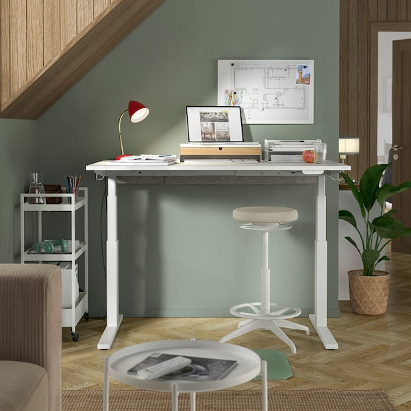 MITTZON - Height-adjustable desk, electric white,140x60 cm