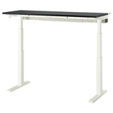 MITTZON desk sit/stand, electric black stained ash veneer/white, 140x60 cm