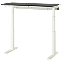 MITTZON - Height-adjustable desk, electric ash veneer/black/white,120x60 cm