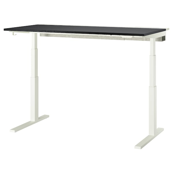 MITTZON - Height-adjustable desk, electric ash veneer/black/white,160x80 cm