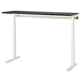 MITTZON desk sit/stand, electric black stained ash veneer/white, 160x60 cm