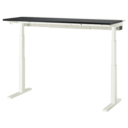 MITTZON - Height-adjustable desk, electric ash veneer/black/white,160x60 cm