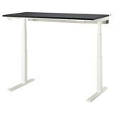 MITTZON desk sit/stand, electric black stained ash veneer/white, 140x80 cm