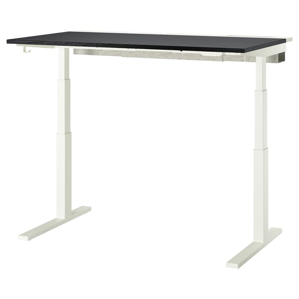 MITTZON - Height-adjustable desk, electric walnut veneer/black,140x80 cm