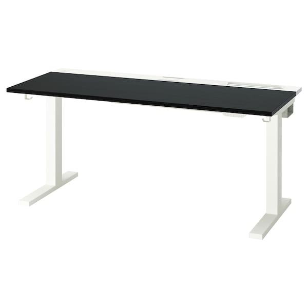 Ikea MITTZON - Scrivania regolabile in altezza, elettrico impiallacc frassino/mordente nero/bianco,140x60 cm