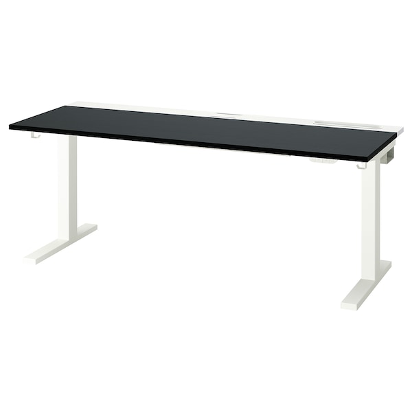 MITTZON - Height-adjustable desk, electric ash veneer/black/white,160x60 cm