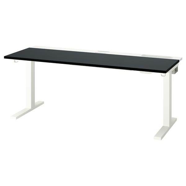 MITTZON desk sit/stand, electric black stained ash veneer/white, 160x60 cm