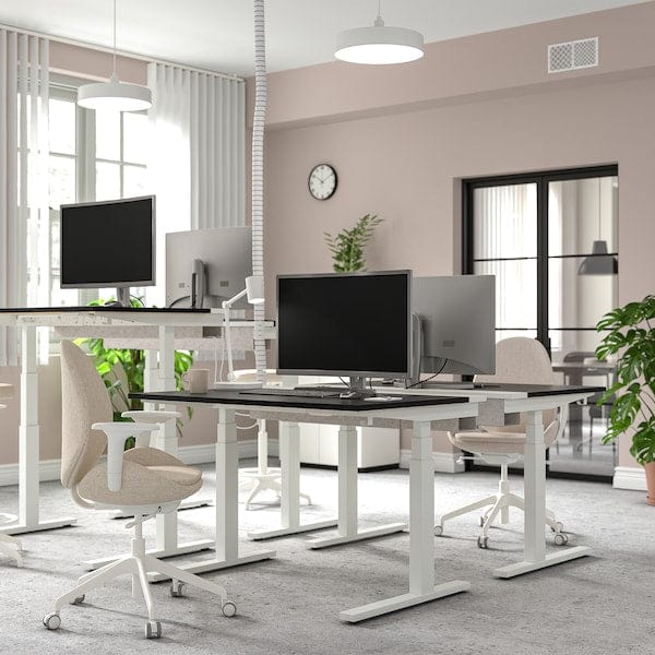 Ikea MITTZON - Height-adjustable desk, electric ash veneer/black/white,120x60 cm