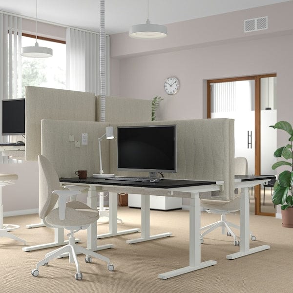 Ikea MITTZON - Scrivania regolabile in altezza, elettrico impiallacc frassino/mordente nero/bianco,140x60 cm