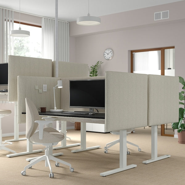 MITTZON - Height-adjustable desk, electric ash veneer/black/white,160x80 cm