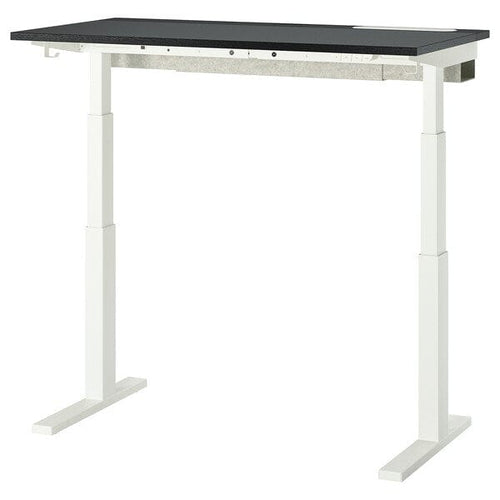 MITTZON - Height adjustable desk, electric ash veneer/black/black white veneer,120x60 cm