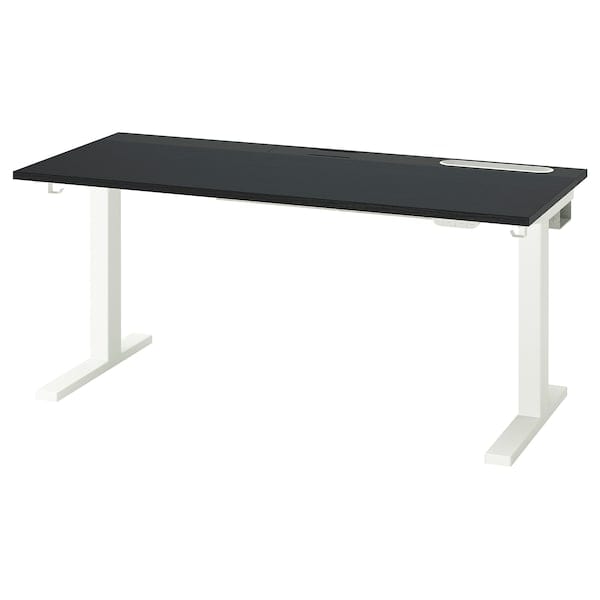 Ikea MITTZON - Height adjustable desk, electric ash veneer/black/black white veneer,140x60 cm